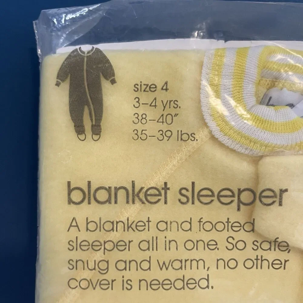 Vintage Bundles Sleeper Footed PJ’s Size 4 Yellow Teddy Bear USA NEW 3-4yrs